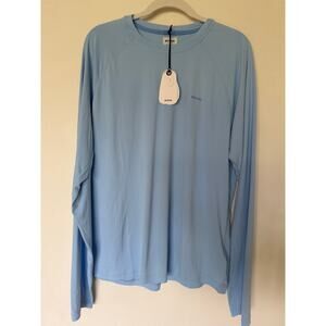 Prana  NWT Shirt Mens L Sol Shade Crew Crescent Bay Blue Long Sleeve UPF 50